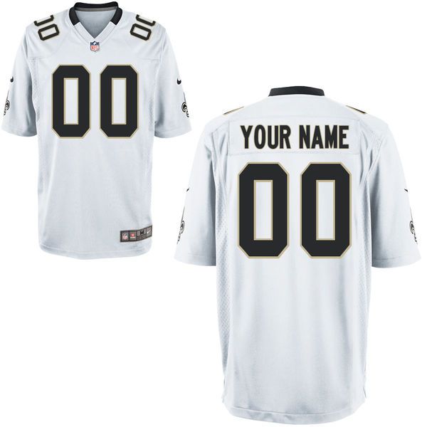 Youth New Orleans Saints Custom White Game NFL Jersey